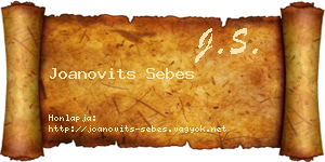 Joanovits Sebes névjegykártya